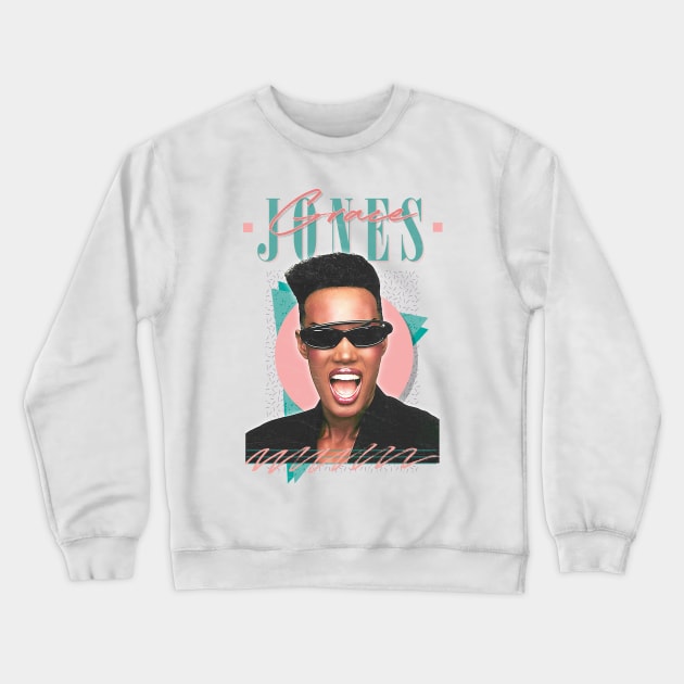 Grace Jones  //  80s Faded Style Aesthetic Design Crewneck Sweatshirt by DankFutura